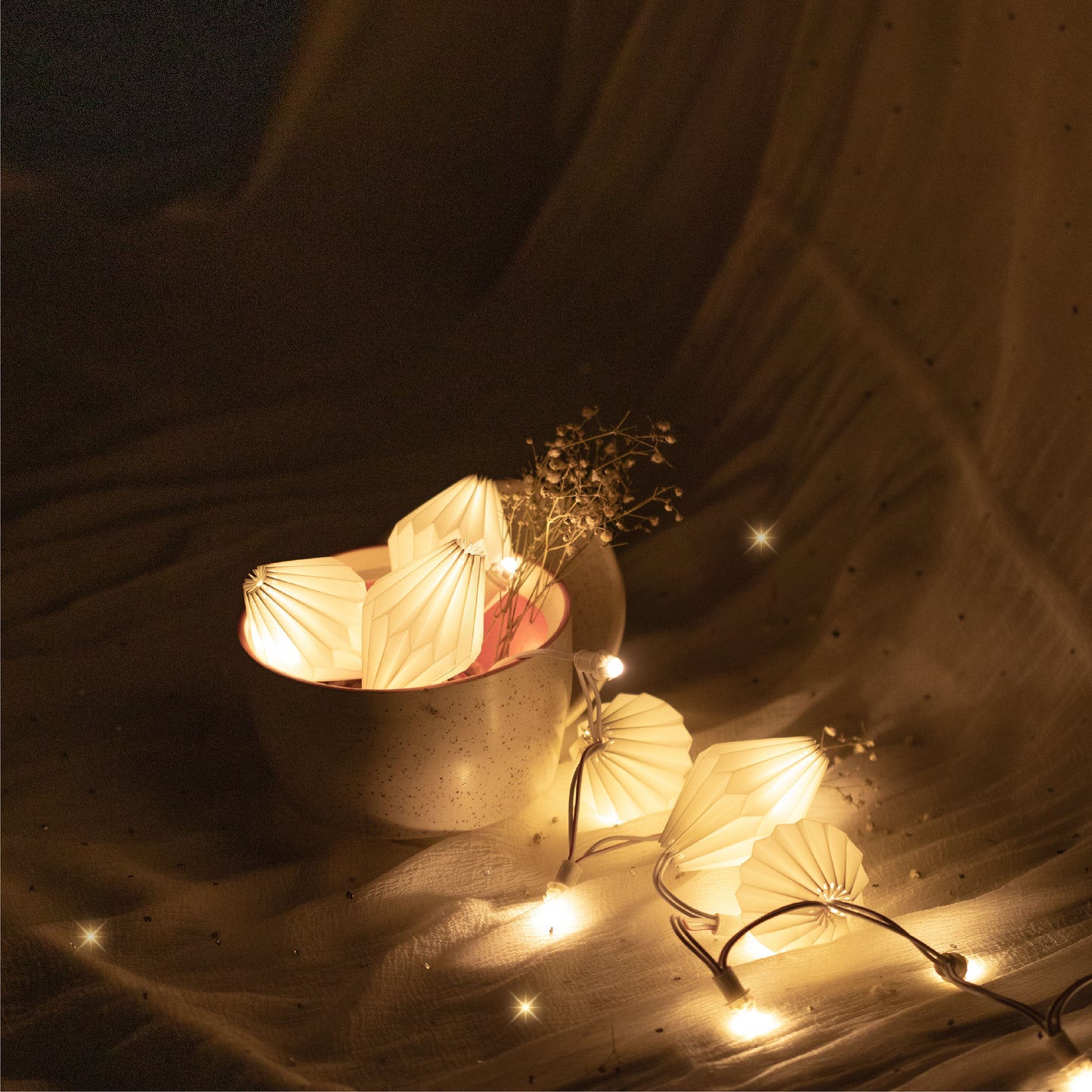 Handcrafted warm white origami fairylights
